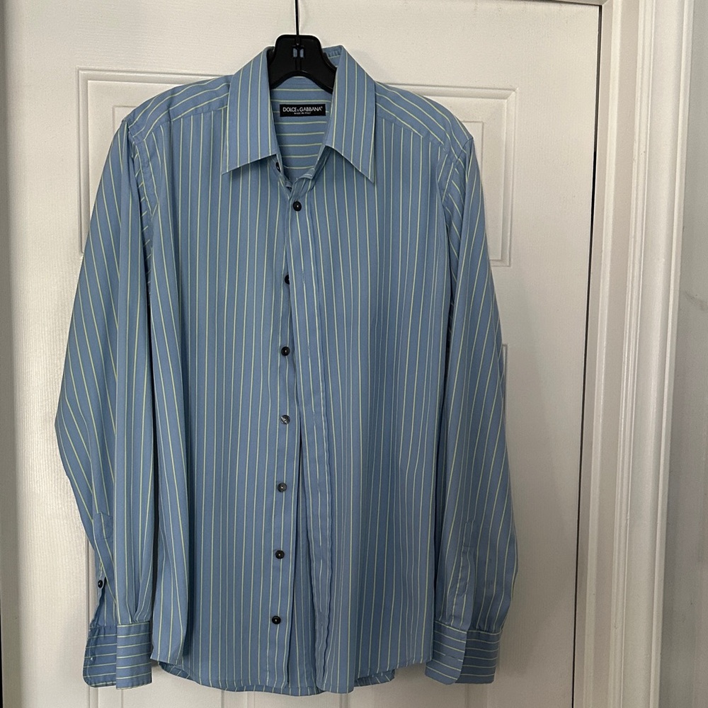 Dolce & Gabbana Men's Blue Striped Dress Shirt